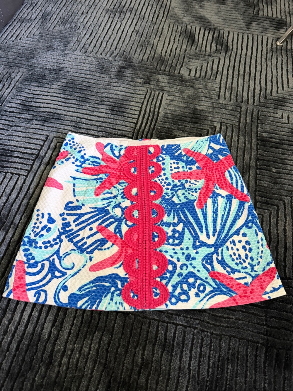 Lilly Pulitzer White Mini Skirt with Blue and Coral Print